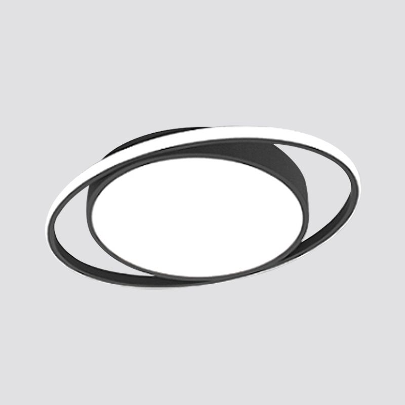 Artistique LED elliptique Flush Mount Light Metal Living Room Ceiling Light Flush Mount in Black