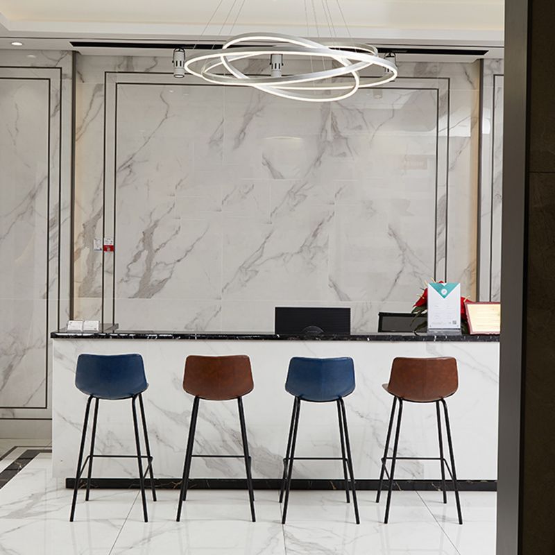 Indoor Modern Leather Bar Stool Bucket Footrest Low Back Counter & Bar Stool