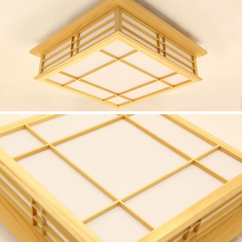 Modernes minimalistisches Rechteck Deckenbündige Halterung Licht Naturholz Wohnzimmer Flush Mount Beleuchtung