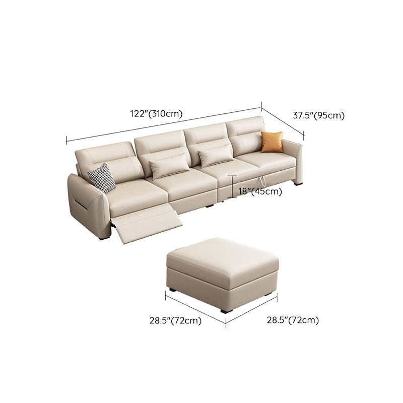 Scandinavian Futon Sofa Bed Square Arms with Storage Cushion Back Leather