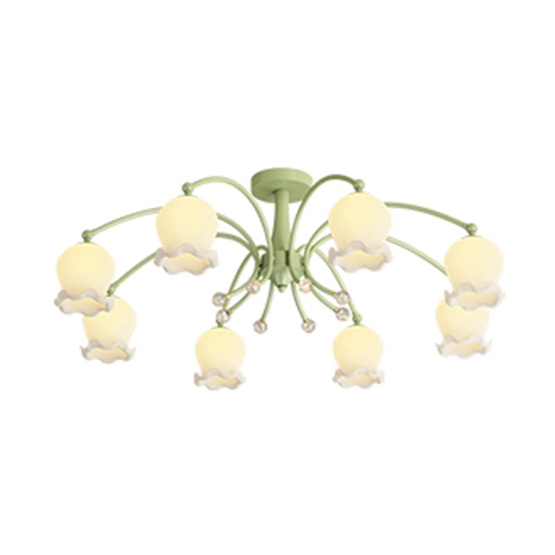 Modern Metal Flush Mount Flower Shape Ceiling Lamp with Acrylic Shade for Living Room