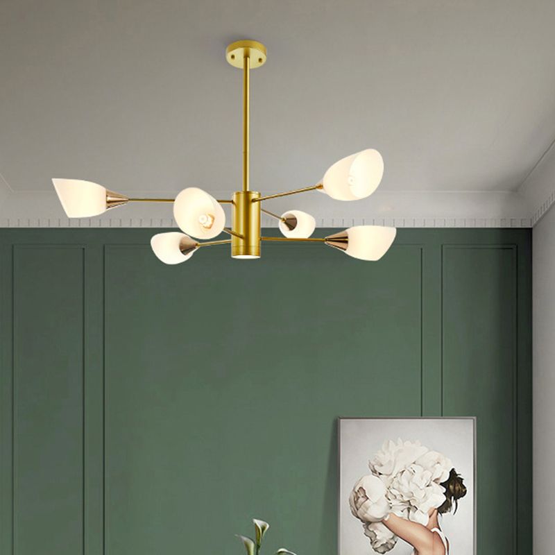 Modern Chandelier Minimalism Glass Shade Hanging Lighting Fixture for Sitting Room