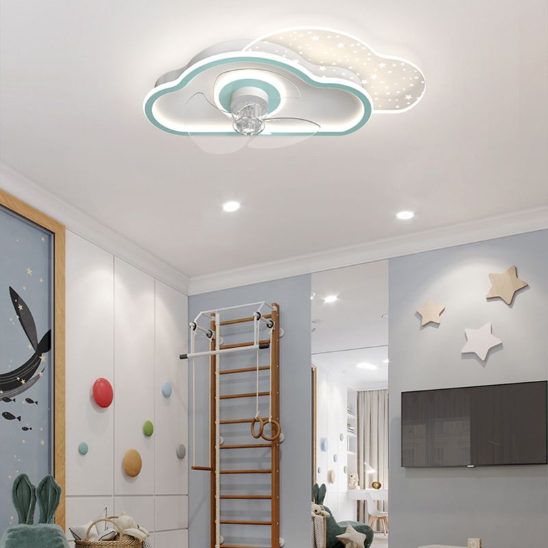 Ventilador de techo circular minimalista de moda Luz de acrílico para niños LED LED SEMI FLUSH LUCH