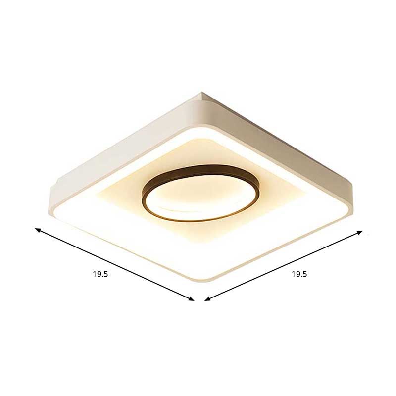 Bedroom Square/Rectangle and Oval Flush Mount Light 16"/19.5"/35.5" Wide Nordic Metal LED White Flush Lamp in Warm/White Light