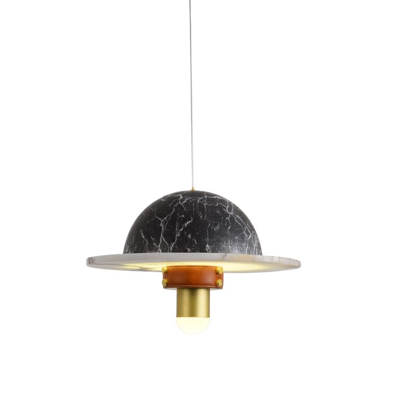 Light plafond suspendu de marbre en forme de dirigeant en forme de dirigeable noir pour chambre à coucher