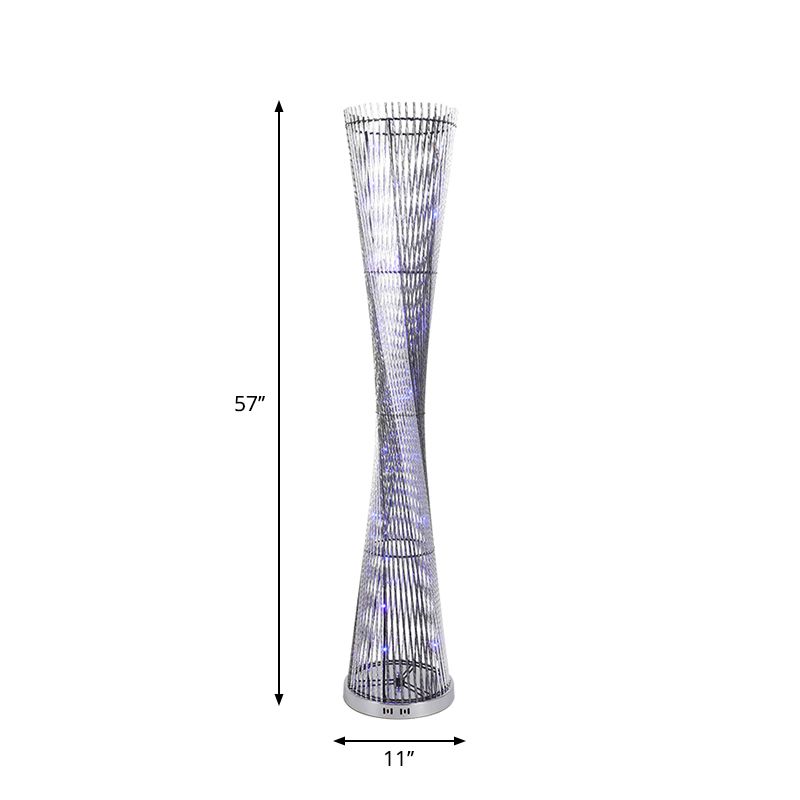 LED stehende Stöbe Lampenkunst Dekor Spiralzylinder Aluminium stehen hell in Schwarz und Silber