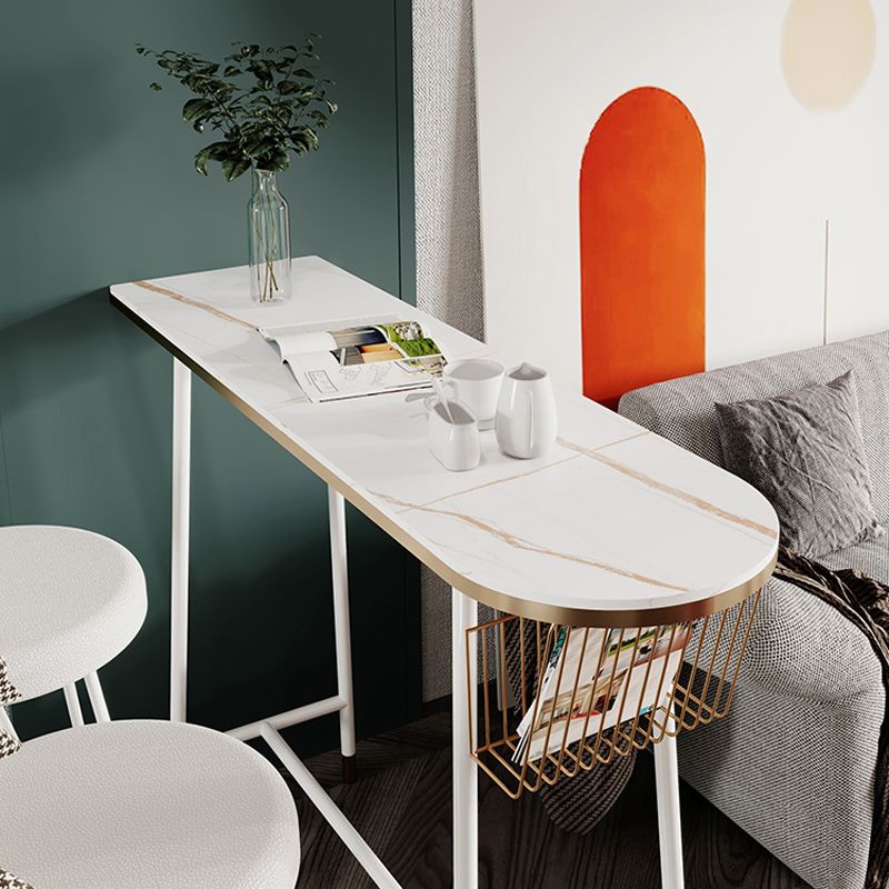 Indoor 1/2/3 Pieces Table and Stool Set Glam Trestle Stone Top Bar Table Set