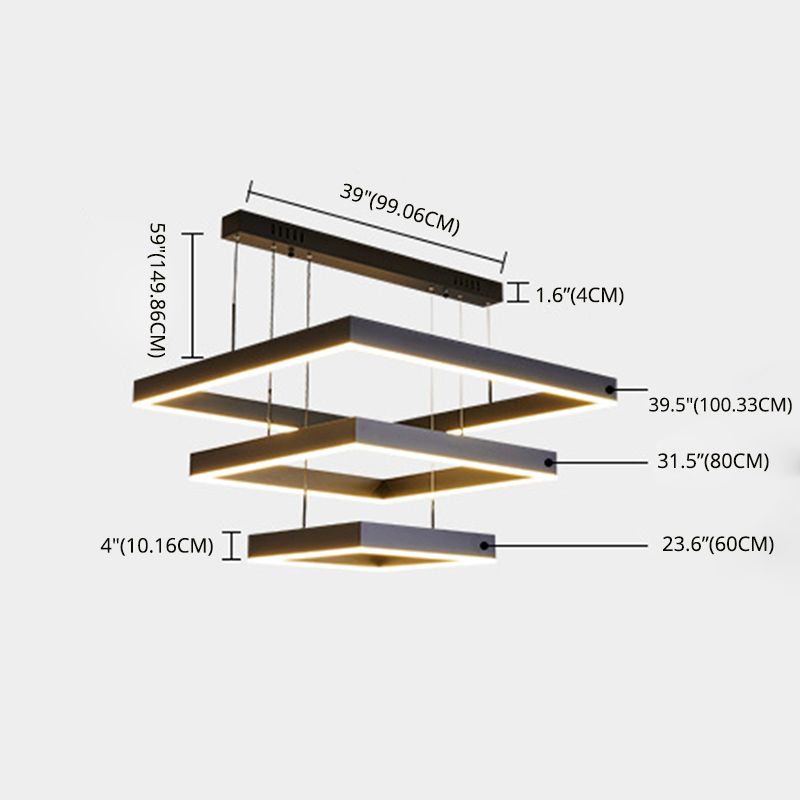 Moderne vierkante kroonluchter verlichtingsarmaturen metalen kroonluchter