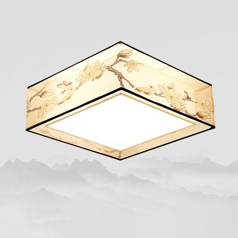 Luminaire monté au plafond géométrique pour chambre à coucher, luminaire encastré blanc en tissu Simple