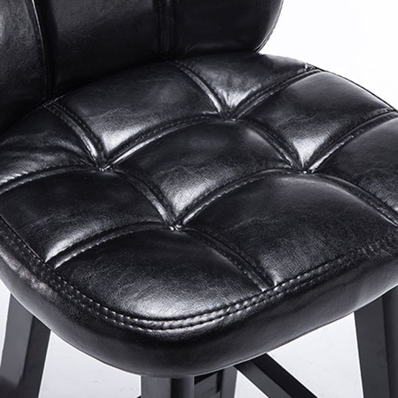 Modern Backrest Armless Counter Stool Wood Bar Stool with Pedal and Cushion