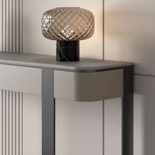Glam Console Accent Table Antique Finish Half Moon Sofa Table in Stone