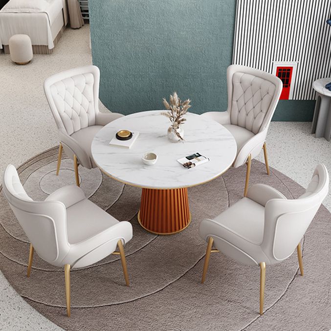 1/5 Pcs Metal Modern Dining Set with Round Indoor Table Dinette Set