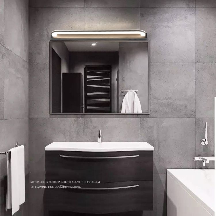 1-Light Linear Shade Wall Sconce Modern Simple Style Mirror Wall Lighting in Black