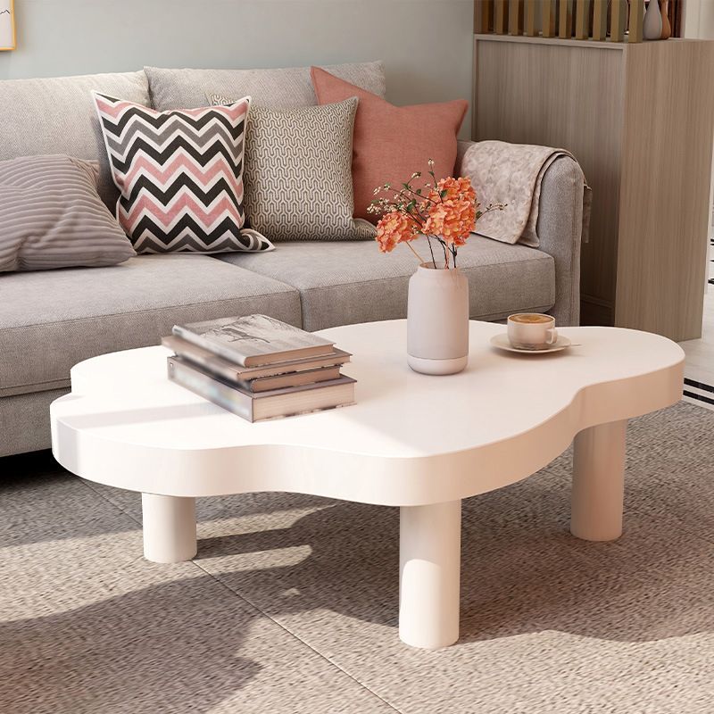 15.7"H Modern Style Wooden 3-leg Base Irregular Solid Color Coffee Table