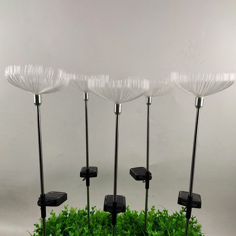 Jellyfish Plastic LED Stake Light Contemporary White Solar Lawn Lighting for Backyard