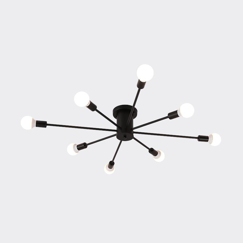 6/8/10 Heads Spoetnik Semi-Mount Verlichting Hedendaags Metaal Zwart/Wit/Goud Plafondgemonteerd Armatuur voor Slaapkamer