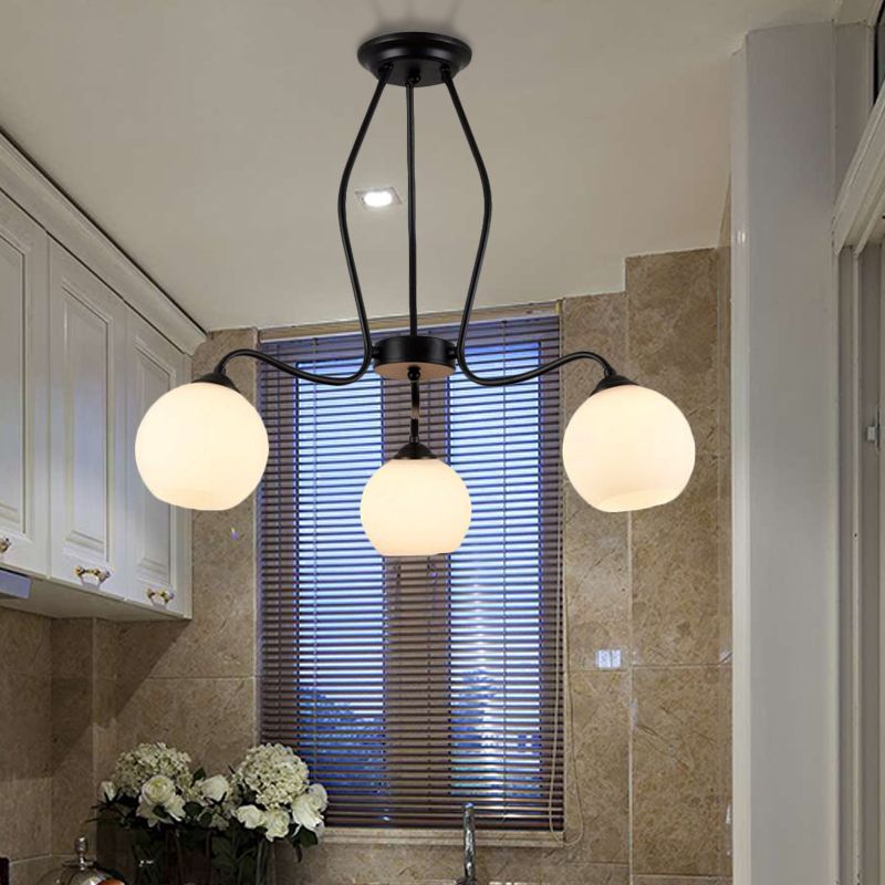 3/6/8 Luces Comedor Luz de techo Luz de luz Semi al ras con el tono de vidrio blanco esférico