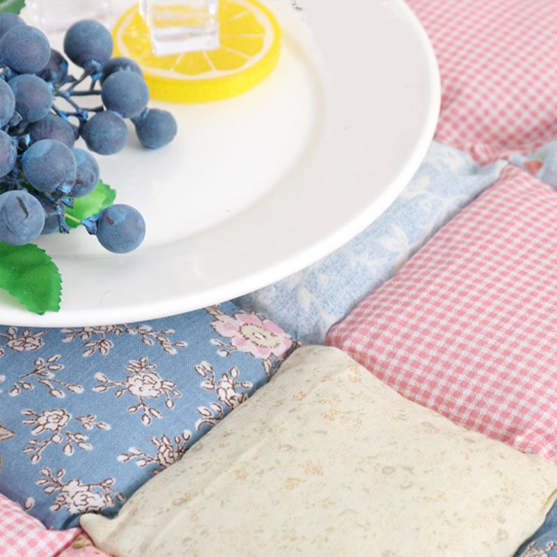 Nordic Plaid Printed Rug Multicolored Cotton Indoor Rug Anti-Slip Pet Friendly Easy Care Area Carpet for Room