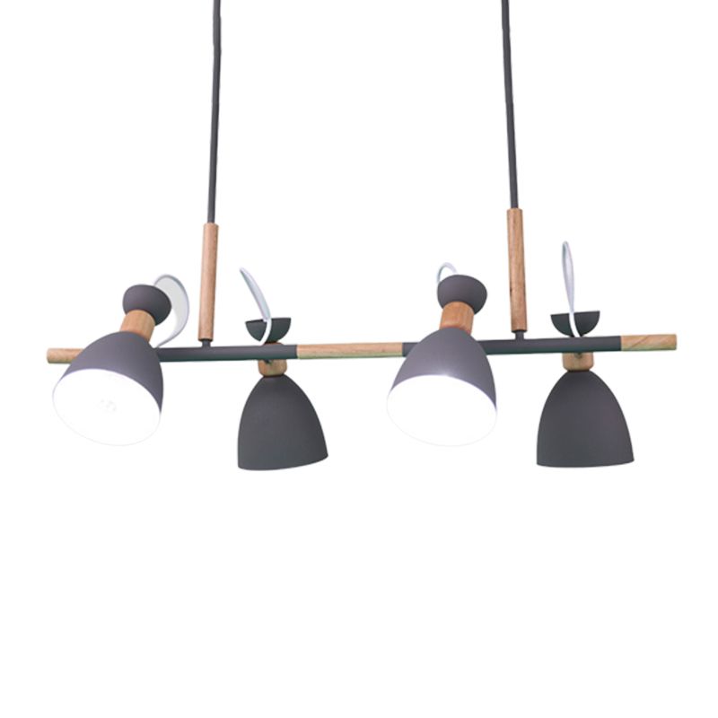 Macaron Cone Pendant Lights Metal 4 Lights Hanging Lamp Kit for Dining Room