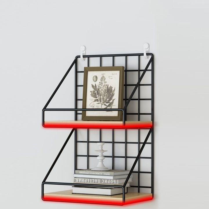 Home Floating Bookcase Modern Metal Bookshelf With Rectangular Shelves