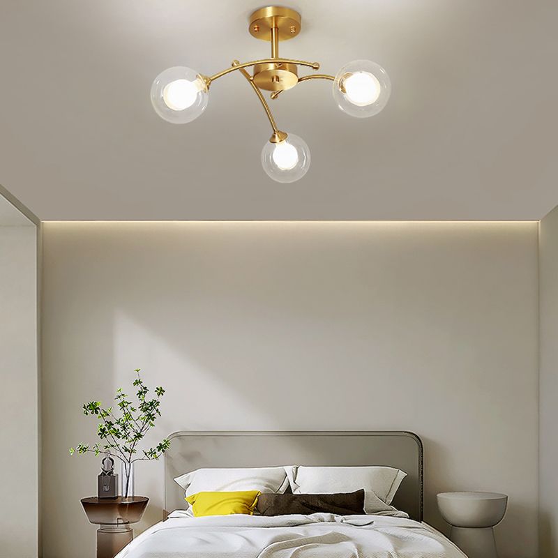 Nordic Style Copper Ceiling Light Ball Shape Ceiling Lamp for Bedroom