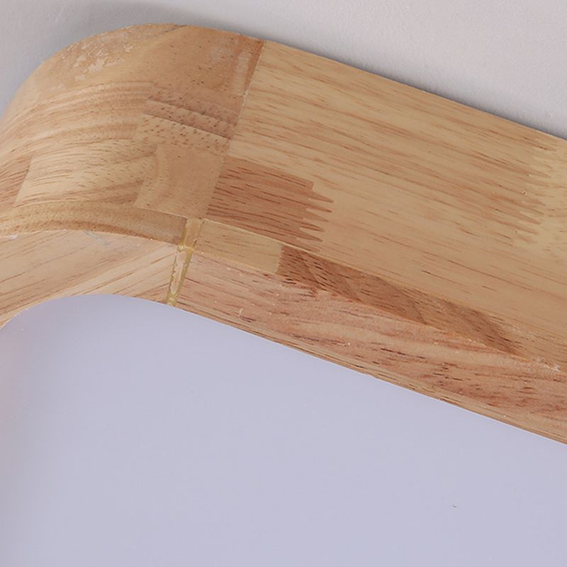 Modern Wood LED Flush Mount Geometric Shape Ceiling Light with Acrylic Shade for Study
