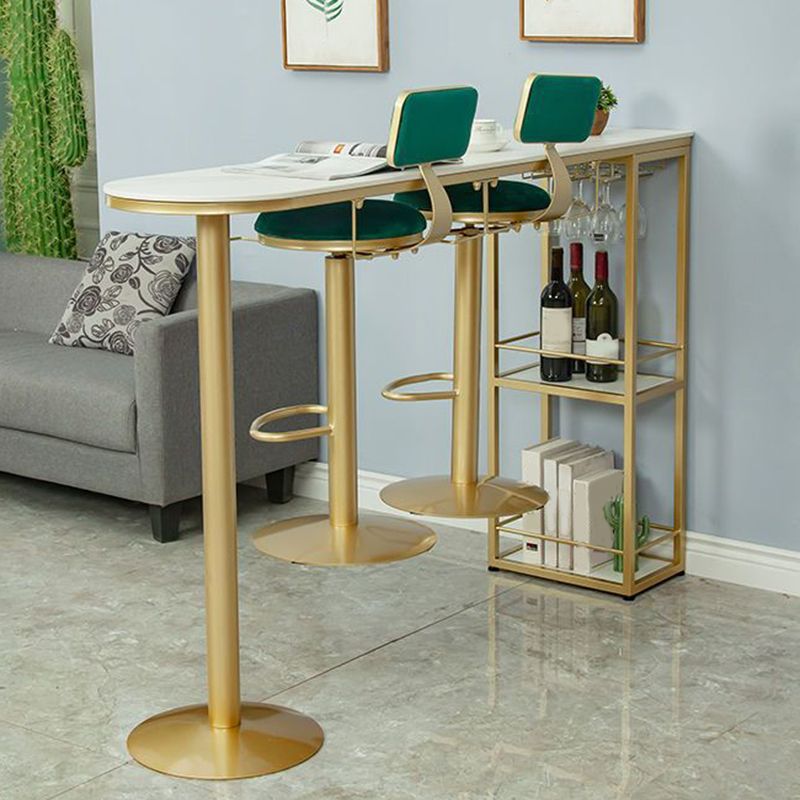 Sintered Stone Bistro Bar Table Modern Gold Frame Bar Table for Living Room