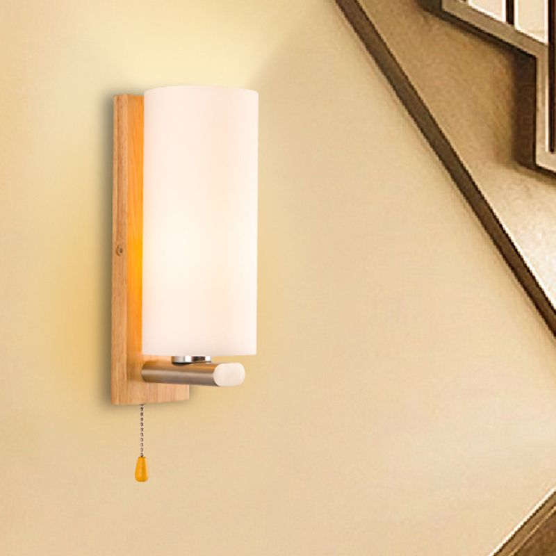 Cylinder Wall Lighting Fixtures Modern Style Wood 1 Light Wall Lighting