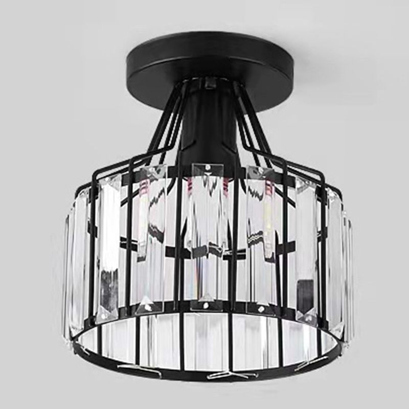 Crystal Cylinder Semi Mount Lighting Simplicity 1 Light Semi Flush Mount