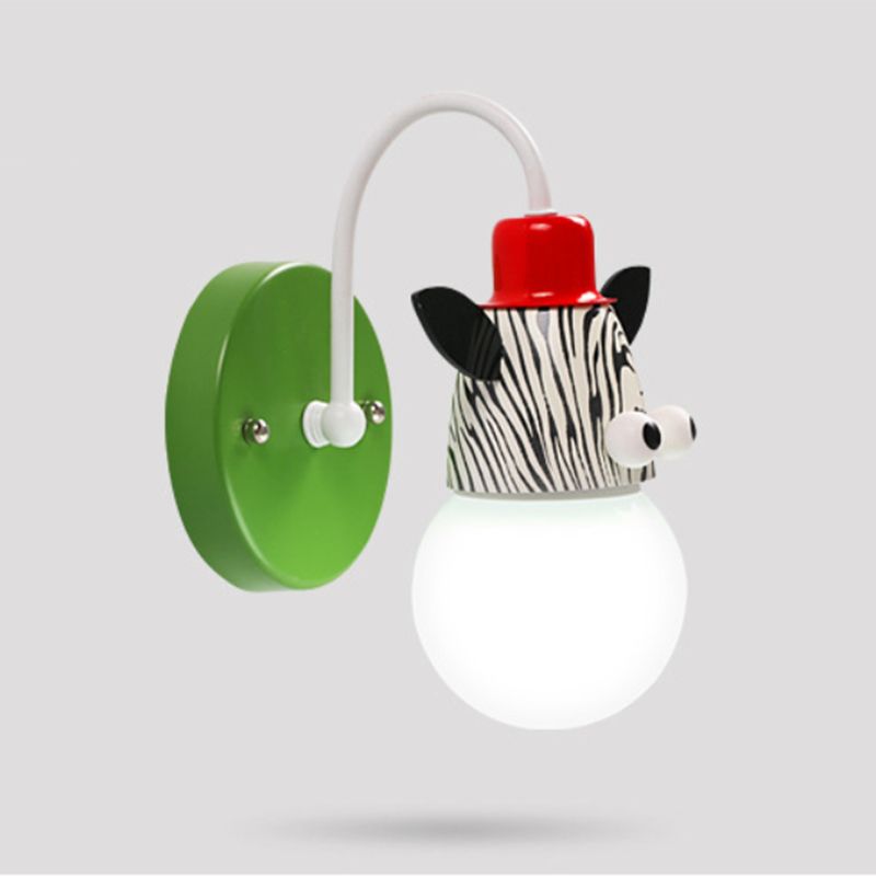 Lampada da parete della sfera di cartone animato Opal Glass Bulb Nursery Wall Monted Lamp con arredamento per animali