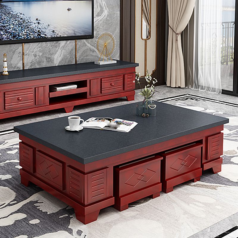 Modern Wood Coffee or End Table with Storage Cocktail Table Rectangular in Black