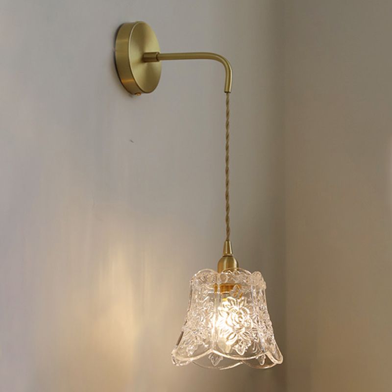 Industrial Style Geometric Wall Lamp Light Glass 1 Light Wall Mounted Lighting in Gold