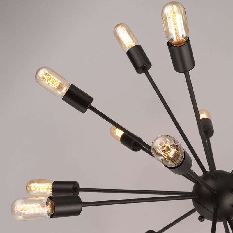 18-Light Sphere Sputnik Chandelier, Starbust Style Metal Led Bulb Ceiling Lights with Adjustable Height