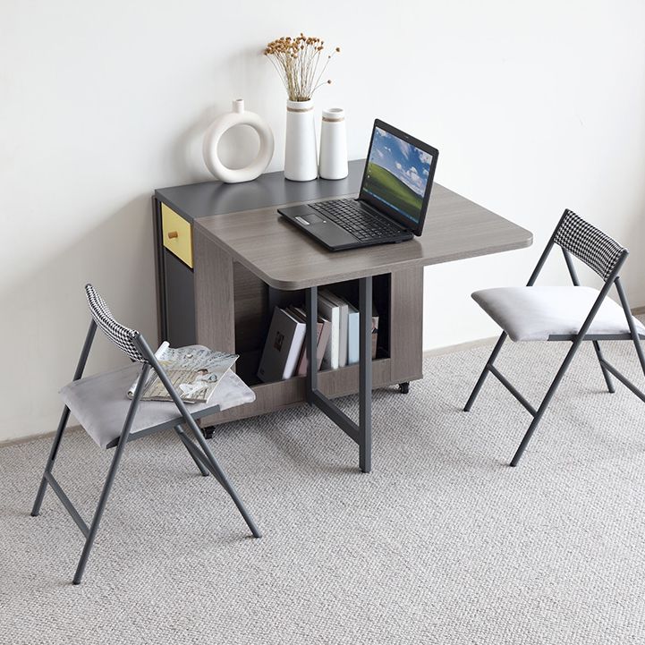 Modern Folding Dining Table Rectangle Tabletop with 2 Drawers