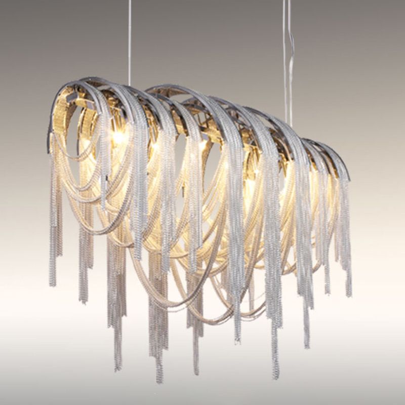 Aluminum Tassel Chain Island Pendant Lighting Postmodern Style 4/6Bulbs Ceiling Light