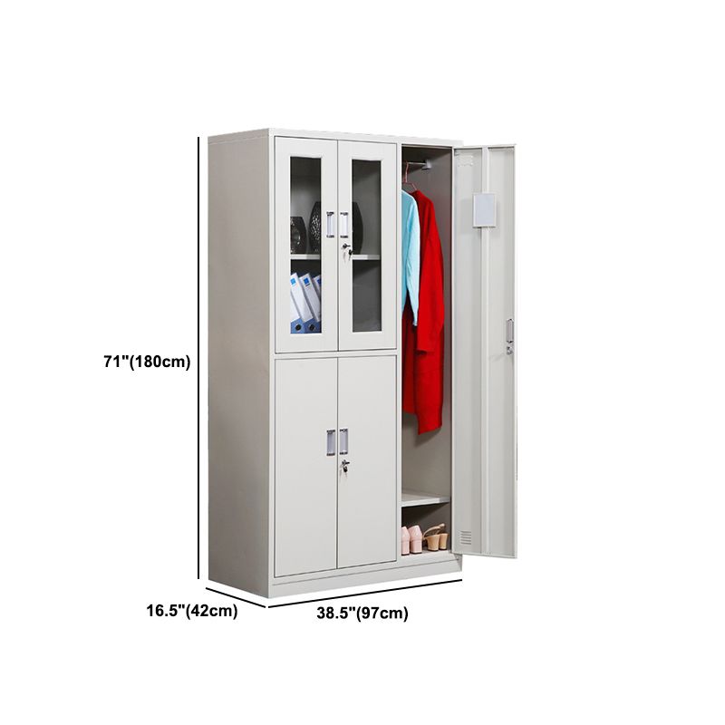 Modern & Contemporary Hinged Door Cabinet Gray Metal Storage Cabinet