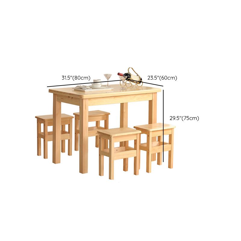 Modern 1/5 Piece Solid Wood Dining Room Rectangle Furniture Set
