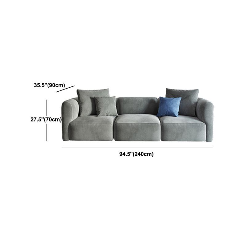 Nordic Style Velvet Sectional 27.56" H Sofa & Chaise in White/Grey