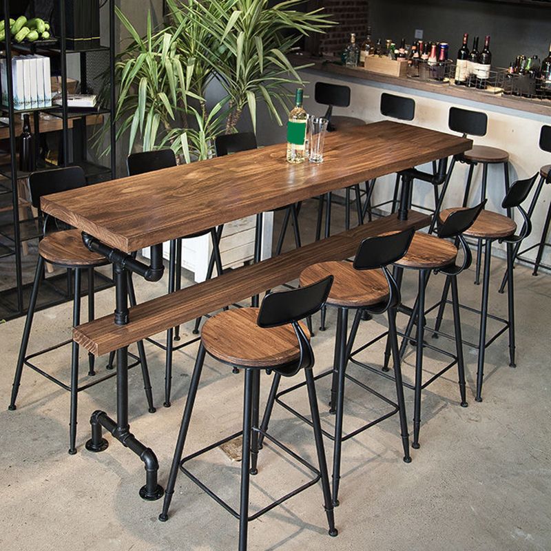 Modern Style Rectangle Bar Table Solid Wood Fixed Bar Dining Table for Indoor