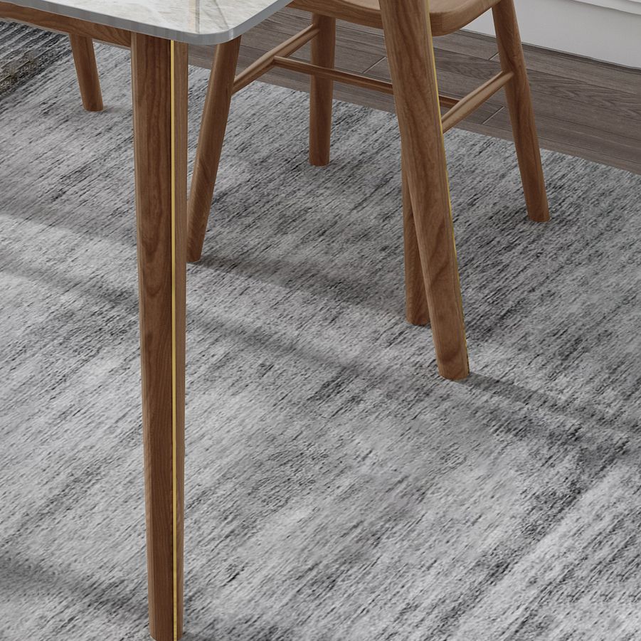 Mesa de comedor de piedra sinterizada con 4 patas, base de madera de fresno, mesa rectangular para el hogar