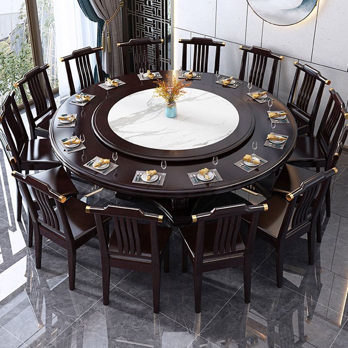 Solid Wood Pedestal Dining Table Tradition Turntable Kitchen Table