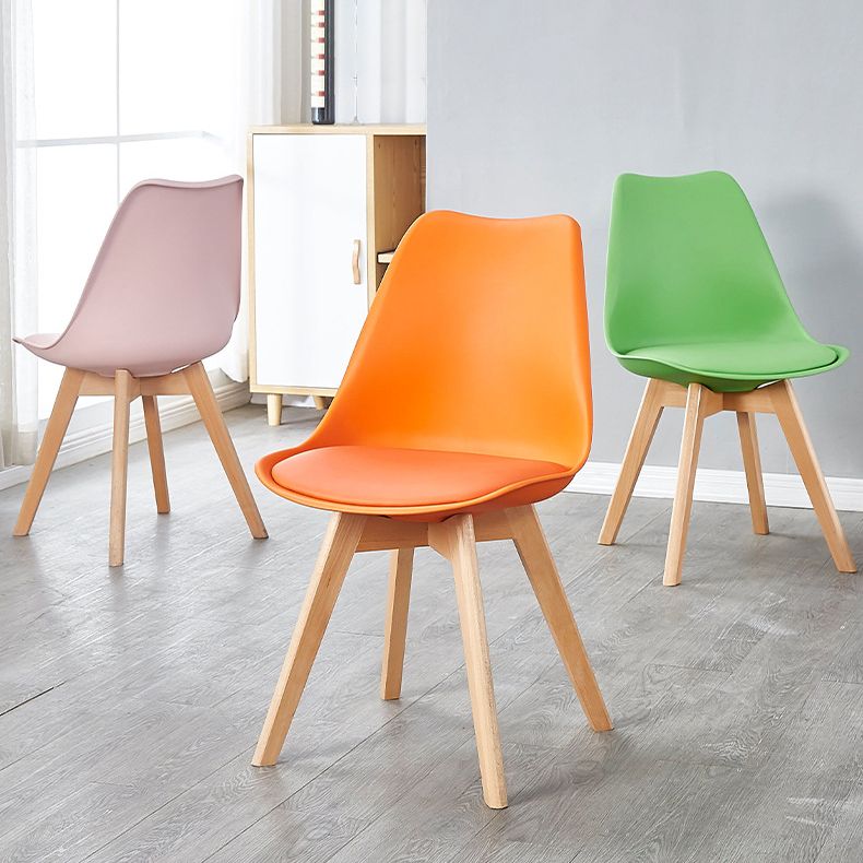 Scandinavian Leather Bedroom Side Chair Matte Finish Solid Back Dining Chair (Set of 4)