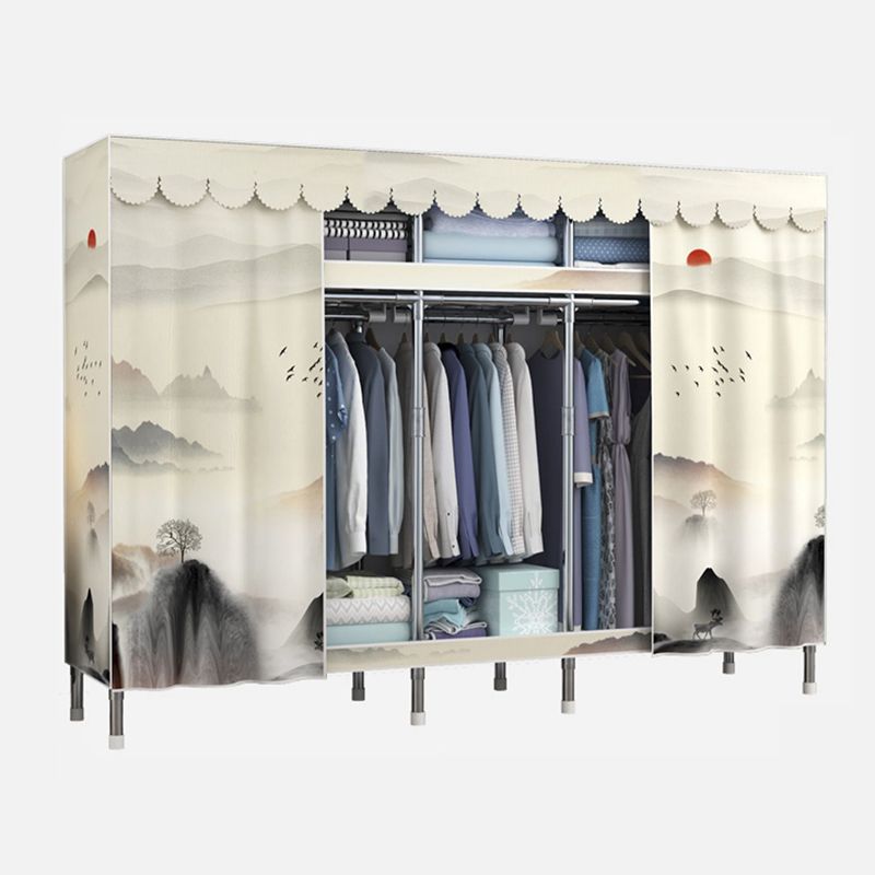 Modern Style Metal Wardrobe 2-Teir Bedroom Wardrobe Closet with Legs