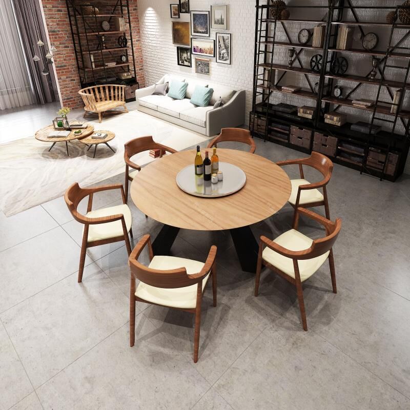 Solid Wood Dining Table Contemporary Dining Site Table with Tripod Base