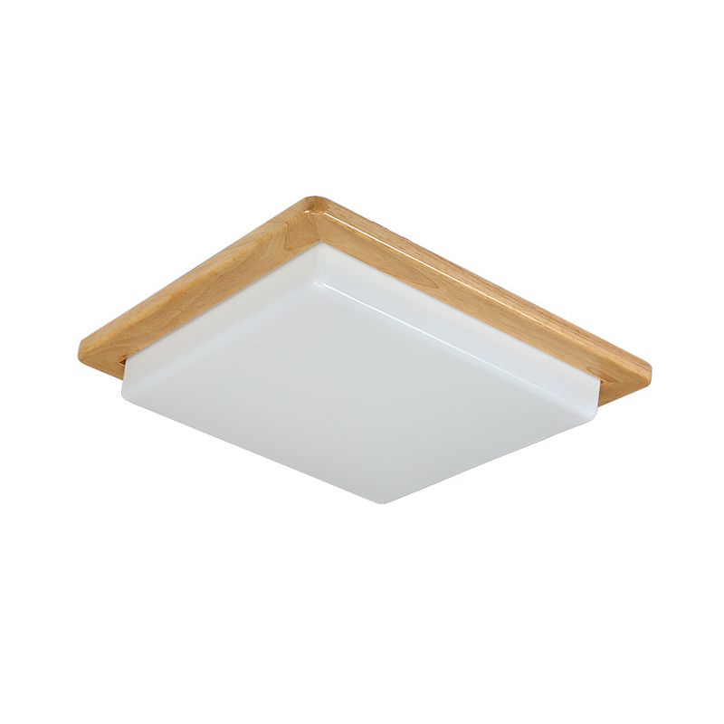 Wood 1-Light Flush Mount Ceiling Lamps Modern Style Geometric Flush Mount Light