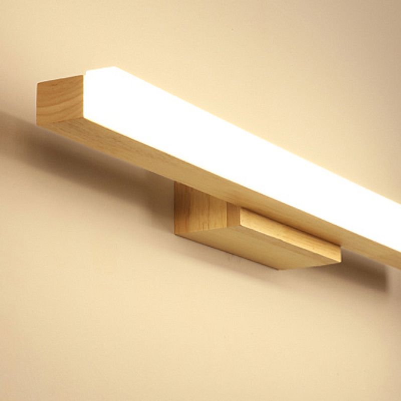 1 luz de pared lineal de luz iluminación de pared de madera de estilo moderno para baño de ducha