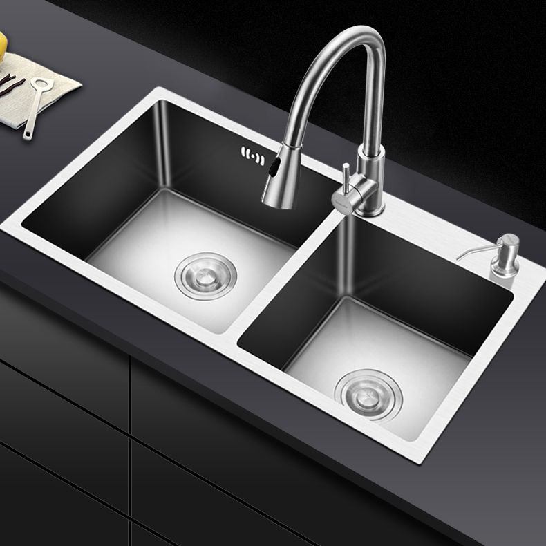 Modern Style Kitchen Sink Drop-In Kitchen Double Sink with Soundproofing