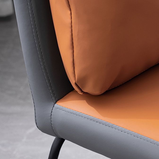Industrial Kitchen Dining Chairs Faux Leather Side Chair with Black Legs