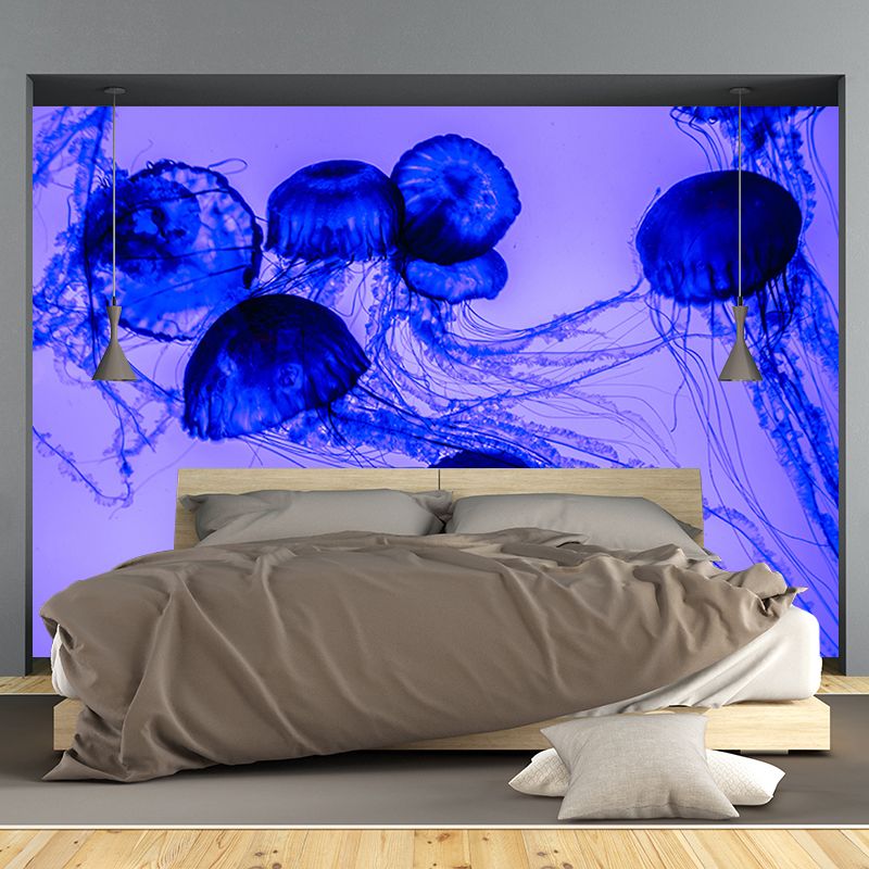 Lifelike Wall Mural Jellyfish Patterned Living Room Wall Mural