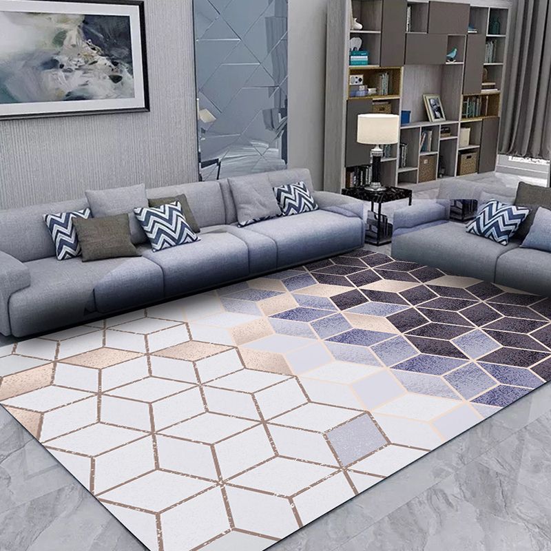 Multicolor Home Decoration Carpet Modern Geometric Printed Area Rug Polyester with Non-Slip Backing Rug